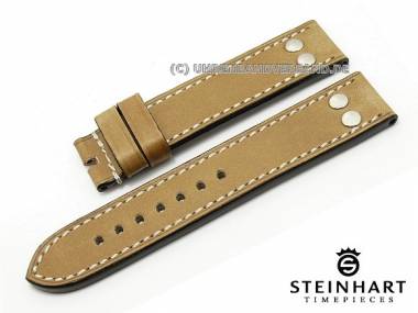 Uhrenarmband STEINHART XL 22mm hellbraun mit Nieten extralang helle Naht (Schlie�enansto� 22 mm) - Bild vergr��ern 