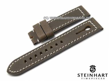 Uhrenarmband STEINHART 22mm dunkelbraun Vintage-Look helle Kontrastnaht (Schlie�enansto� 22 mm) - Bild vergr��ern 