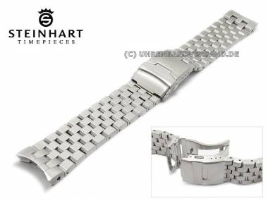Uhrenarmband 24mm Edelstahl massiv Rundansto� satiniert mit Sicherheitsfaltschlie�e von STEINHART - Bild vergr��ern 