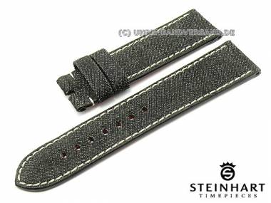 Uhrenarmband STEINHART 24mm schwarz Jeans wei�e Naht (Schlie�enansto� 22 mm) - Bild vergr��ern 