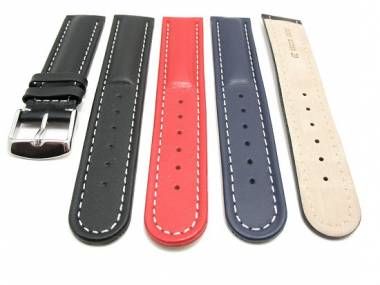 10er-Set Uhrenarmb�nder SPORT 18 - 24mm schwarz, dunkelblau oder rot, wei�e Naht Wulst - Bild vergr��ern 