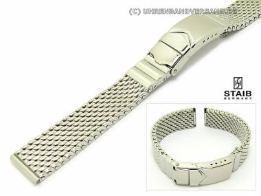 Uhrenarmband kurz Edelstahl 14mm Milanaise poliert robust Faltschlie�e von Staib - Bild vergr��ern 