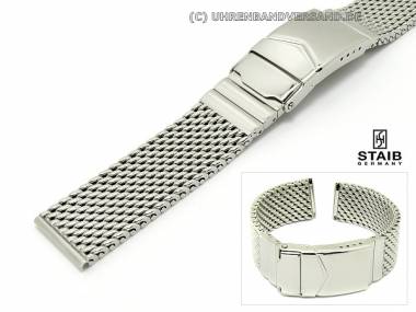 Uhrenarmband kurz Edelstahl 18mm Milanaise poliert robust Faltschlie�e von Staib - Bild vergr��ern 
