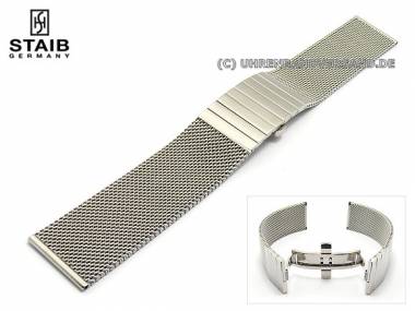 Uhrenarmband Edelstahl 16mm Milanaise XS (sehr kurz) poliert Butterfly-Faltschlie�e von Staib - Bild vergr��ern 