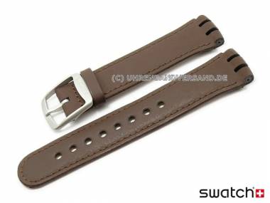 ERSATZ-Uhrenarmband Swatch -Moon Orbit Beat I- 17mm dunkelbraun Leder glatt - Bild vergr��ern 