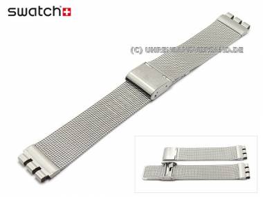ERSATZ-Uhrenarmband Swatch -INNAMORATO- 17mm silberfarben Edelstahl Milanaise feines Geflecht - Bild vergr��ern 