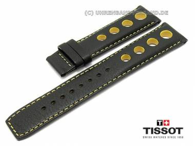 Original Ersatzband TISSOT PRS 516 20mm Leder schwarz gelbe Kontrastnaht f�r T91.1.428.51 - Bild vergr��ern 