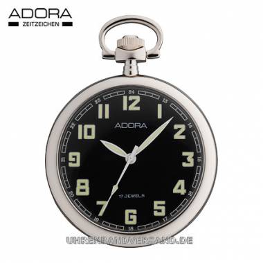 Mechanische Lepine-Taschenuhr silberfarben Ziffernblatt schwarz von Adora (*AD*TU*) - Bild vergr��ern 