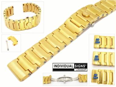 Uhrenarmband Edelstahl vergoldet 20mm massiv mit Butterfly-Faltschlie�e von INSIGNUM - Bild vergr��ern 
