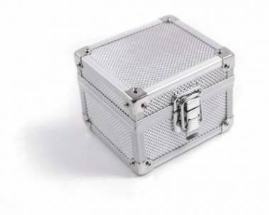 Uhrenbox Aluminium silberfarben f�r 1 Armbanduhr - Bild vergr��ern 