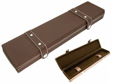 Uhrenetui braun wei� abgen�ht mit Nieten f�r 1 Armbanduhr - Bild vergr��ern 