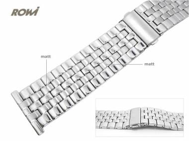 Uhrenarmband Edelstahl ROWI 28mm massiv teilweise poliert Faltschlie�e mit seitlichen Dr�ckern - Bild vergr��ern 