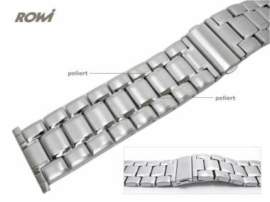 Uhrenarmband Edelstahl ROWI 28mm Massiv-Optik teilweise poliert mit Faltschlie�e - Bild vergr��ern 