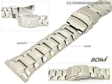 Metallband Edelstahl ROWI 28mm Massiv-Optik teilpoliert sportlich Faltschlie�e - Bild vergr��ern 