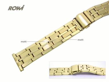 Uhrenarmband 20mm Edelstahl gold massiv ROWI teilweise poliert modisches Design - Bild vergr��ern 