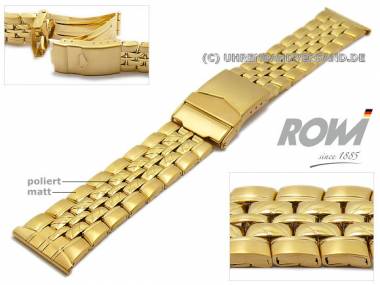 Uhrenarmband 22mm Edelstahl gold ROWI teilweise poliert sportlich elegantes Design - Bild vergr��ern 