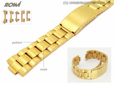 Multi-Ansto�band 18-22mm Edelstahl gold ROWI Wechselansto� rund/gerade teilweise poliert - Bild vergr��ern 