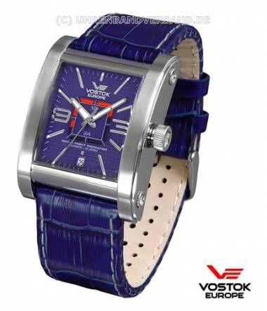 Automatik-Herrenuhr -Red Square- Edelstahl Ziffernblatt blau von Vostok Europe (*VE*HU*) - Bild vergr��ern 