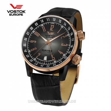 Automatik-Herrenuhr -GAZ 14 Limousine- Edelstahl schwarz/ros�gold von Vostok Europe (*VE*HU*) - Bild vergr��ern 