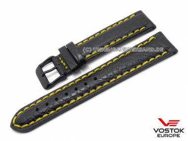 Original-Uhrenarmband Vostok Europe 20mm schwarz Leder genarbt f�r K-3 2432/0334068 - Bild vergr��ern 