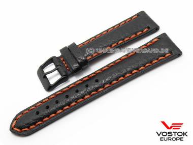 Original-Uhrenarmband Vostok Europe 20mm schwarz Leder genarbt f�r K-3 2432/0334066 - Bild vergr��ern 