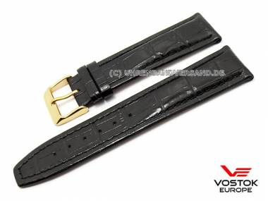 Original-Uhrenarmband Vostok Europe 22mm schwarz Leder Alligator-Pr�gung f�r Metro - Bild vergr��ern 