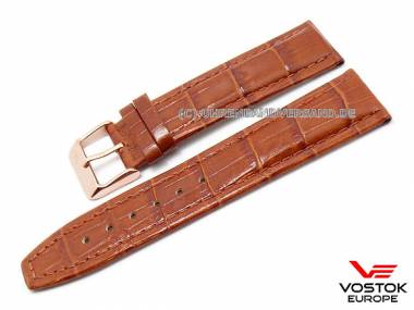 Original-Uhrenarmband Vostok Europe 22mm hellbraun Leder Alligator-Pr�gung f�r Metro - Bild vergr��ern 