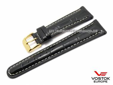 Original-Uhrenarmband Vostok Europe 22mm schwarz Leder Alligator-Pr�gung f�r Mriya - Bild vergr��ern 