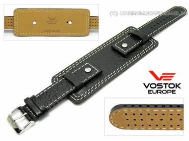Original-Uhrenarmband Vostok Europe 18mm schwarz mit Lederunterlage f�r Komandirskie - Bild vergr��ern 