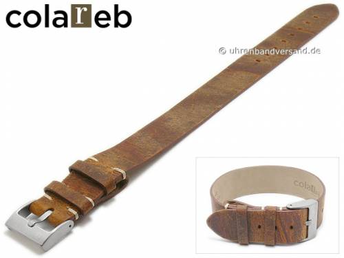 Uhrenarmband -Strip Strap A1- 20mm mittelbraun Leder Vintage-Look Durchzugsband von COLAREB (Schlieenansto 20 mm) - Bild vergrern 