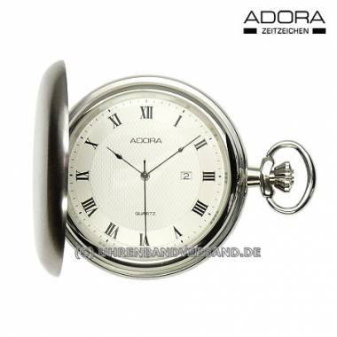 Savonette-Taschenuhr Edelstahl silberfarben Ziffernblatt wei� r�mische Indexe von Adora (*AD*TU*) - Bild vergr��ern 