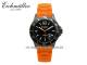 Herrenuhr Edelstahl schwarz Silikonband orange von Eichm�ller (*EM*HU*)