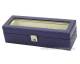 Uhrenbox violet f�r bis zu 5 Armbanduhren echt Leder mit Strau�enoptik