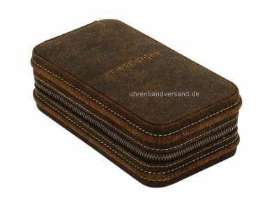 Uhrenetui -Cubano- aus Leder dunkelbraun abgen�ht f�r 1-2 Armbanduhren Vintage-Look - Bild vergr��ern 