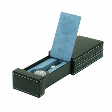 Uhrenetui schwarz f�r 1 Armbanduhr echt Leder - Bild vergr��ern 
