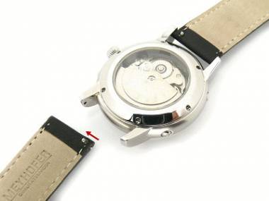 Uhrenarmband -Montpellier- 16mm schwarz glatt abgen�ht mit Easy Change System von MEYHOFER - Bild vergr��ern 