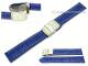 Uhrenarmband 22mm blau Alligator-Pr�gung helle Naht Faltschlie�e (Schlie�enansto� 20 mm)