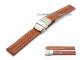 Uhrenarmband 22mm hellbraun Alligator-Pr�gung helle Naht Faltschlie�e (Schlie�enansto� 20 mm)