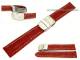 Uhrenarmband 16mm rot Alligator-Pr�gung helle Naht Faltschlie�e (Schlie�enansto� 16 mm)