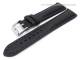 Uhrenarmband 20mm schwarz echt Leder glatt blaue Naht mit Wulst (Schlie�enansto� 18 mm)