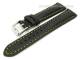 Uhrenarmband 20mm schwarz echt Leder glatt gelbe Naht mit Wulst (Schlie�enansto� 18 mm)
