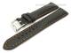 Uhrenarmband 22mm schwarz echt Leder glatt orangefarbene Naht mit Wulst (Schlie�enansto� 20 mm)
