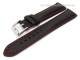 Uhrenarmband 22mm schwarz echt Leder glatt rote Naht mit Wulst (Schlie�enansto� 20 mm)