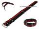 Uhrenarmband 24mm schwarz mit roten Streifen NATO Durchzugsband