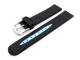 Uhrenarmband 18mm schwarz/hellblau Silikon mit Struktur