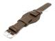Uhrenarmband 18mm dunkelbraun Fliegerbandoptik Sattelleder abgen�ht mit Lederunterlage