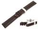 TOP: Uhrenarmband 22mm dunkelbraun genarbt wei�e Naht mit Butterfly-Faltschlie�e