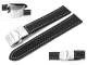 TOP: Uhrenarmband 20mm schwarz Faltschlie�e genarbt wei�e Naht