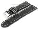 Uhrenarmband 24mm schwarz Sattelleder glatt helle Naht (Schlie�enansto� 22 mm)