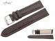 Uhrenarmband XL 20mm dunkelbraun echt Hai wei�e Naht (Schlie�enansto� 18 mm)